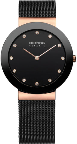Bering Watch Ceramic Black Mesh 11435-166
