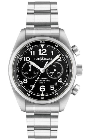 Bell & Ross Vintage 126 XL Steel Bracelet Black Dial D V-126-XL-BLACK/S
