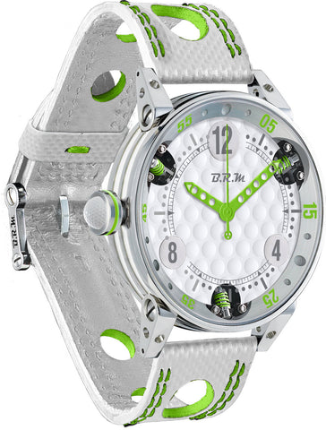 B.R.M Watch Golf Master Mens Lime Green Red Hands GF6-44-SA-AVP