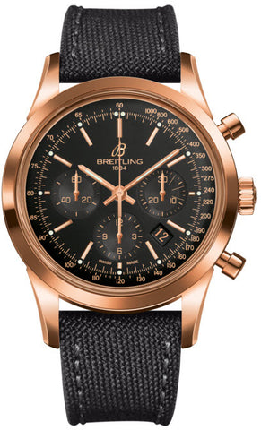 Breitling Watch Transocean Chronograph Black Red Gold RB015212/BB16/109W