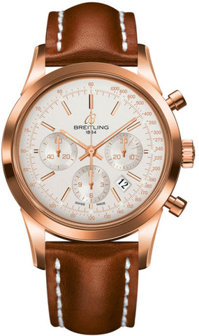 Breitling Watch Transocean Chronograph Mercury Silver Red Gold RB015212/G738/433X