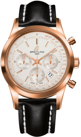 Breitling Watch Transocean Chronograph Mercury Silver Red Gold RB015212/G738/435X