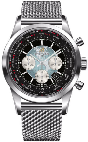 Breitling Watch Transocean Chronograph Unitime Steel Black AB0510U4/BB62/152A