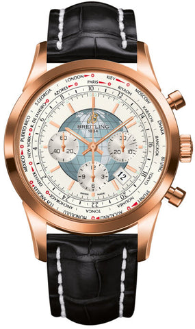 Breitling Watch Transocean Chronograph Unitime Polar White Red Gold RB0510U0/A733/760P