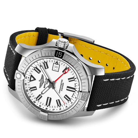 Breitling Watch Avenger Automatic GMT 43 White Leather Anthracite Tang Type D