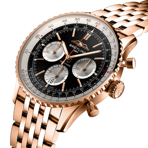 Breitling Navitimer B01 Chronograph 43 Black 18k Red Gold Watch