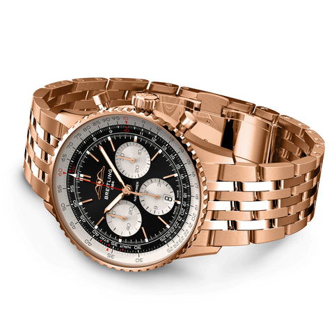 Breitling Navitimer B01 Chronograph 43 Black 18k Red Gold Watch
