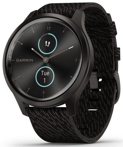 Garmin Watch Vivomove Style Graphite Aluminium Case Black Pepper Nylon 010-02240-03