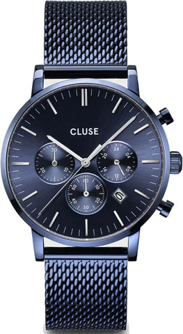 Cluse Watch Aravis Chrono Mesh Full Blue Mens CW21001