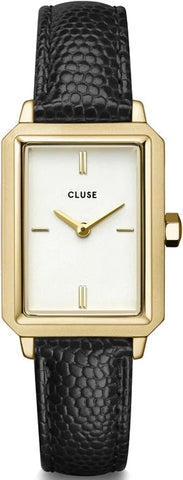 Cluse Watch Fluette Leather Black Lizard Gold CW11504
