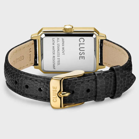 Cluse Fluette Leather Black Lizard Gold