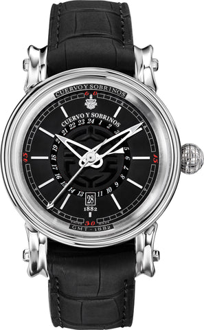 Cuervo y Sobrinos Watch Torpedo Pirata GMT Black 3052.1NGMT