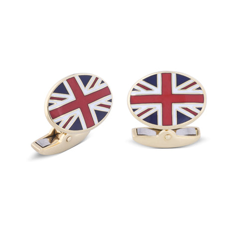 Deakin & Francis Cufflinks 18ct Yellow Gold Enamel Union Jack, L0732F0001.
