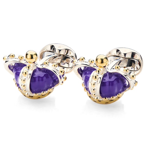 Deakin & Francis Cufflinks Limited Edition Sterling Silver Purple Crown, C1591S18_2.