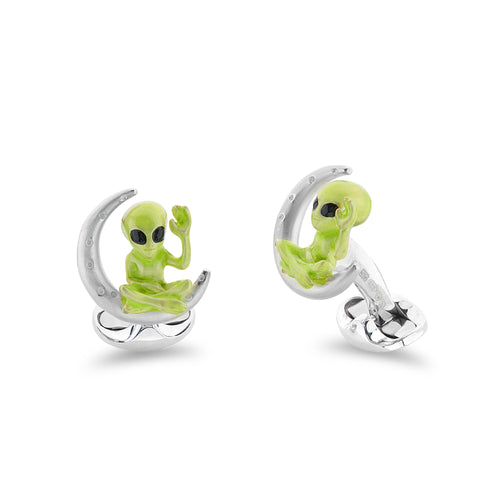 Deakin & Francis Cufflinks Sterling Silver Alien And Moon, C50013S64.