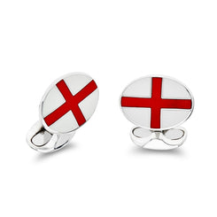Deakin & Francis Cufflinks Sterling Silver Enamel English Flag, C0330S0001.