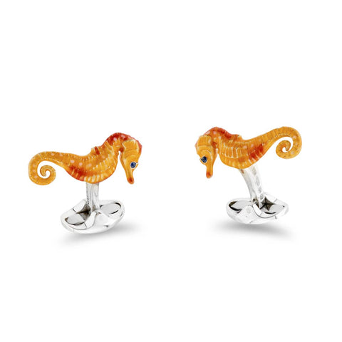 Deakin & Francis Cufflinks Sterling Silver Orange Seahorse, C5007S25.