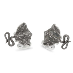 Deakin & Francis Cufflinks Sterling Silver Oxidised Black Stingray, C50001.