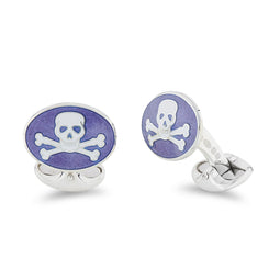 Deakin & Francis Cufflinks Sterling Silver Purple Enamel Skull And Cross Bones, C1250S1823.