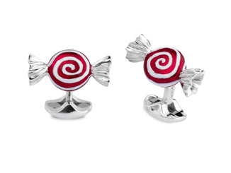 Deakin & Francis Cufflinks Sterling Silver Red And White Swirl Sweet, C1582S0823T.