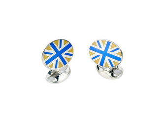 Deakin & Francis Cufflinks Sterling Silver Royal Blue, White And Yellow Enamel Union Jack, L0732S022310.