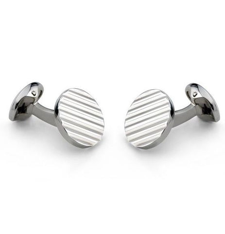 Deakin & Francis Cufflinks Sterling Silver Round Engine Turned Pattern C0792X0001