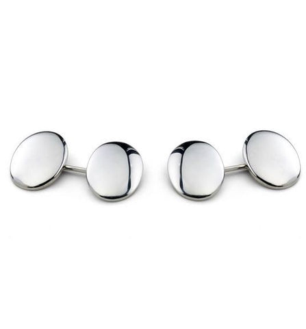 Deakin & Francis Cufflinks Sterling Silver Plain Domed Oval C0168I0001