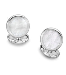 Deakin & Francis Cufflinks Sterling Silver Round Mother of Pearl L0613X0002