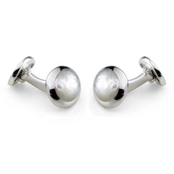 Deakin & Francis Cufflinks Sterling Silver Oval White Mother of Pearl C0166X0003