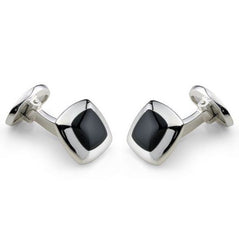 Deakin & Francis Cufflinks Sterling Silver Cushion Onyx Inlay C0147X0004