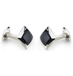 Deakin & Francis Cufflinks Sterling Silver Oblong Onyx Inlay C0146X0004