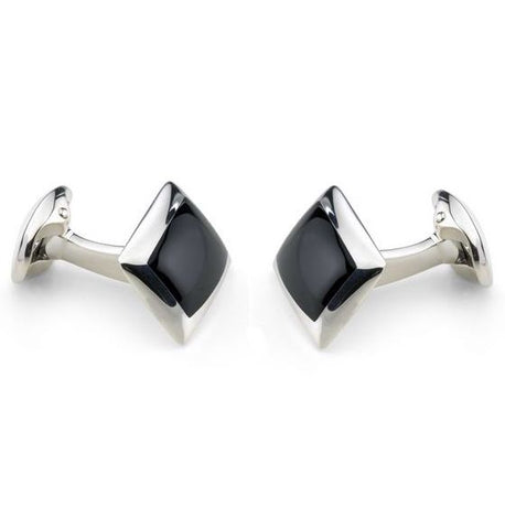 Deakin & Francis Cufflinks Sterling Silver Oblong Onyx Inlay C0146X0004