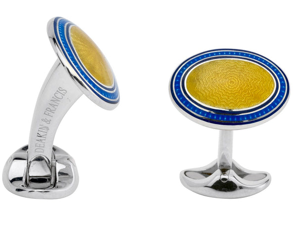 Deakin & Francis Cufflinks Sterling Silver Blue Yellow Enamel C0194S01020110