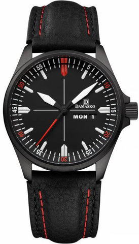 Damasko Watch DA 343 Black PVD Leather Pin DA 343 Black Leather Pin