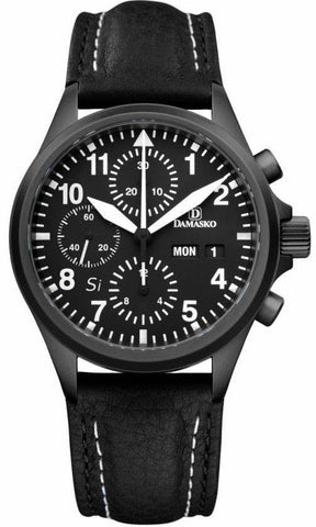 Damasko Watch DC 56 Si Black PVD Leather Pin DC 56 Si Black Leather Pin