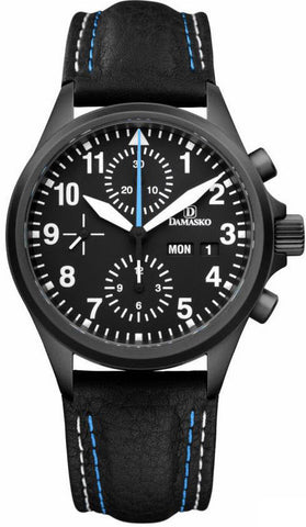 Damasko Watch DC 58 Black PVD Leather Pin DC 58 Black Leather Pin