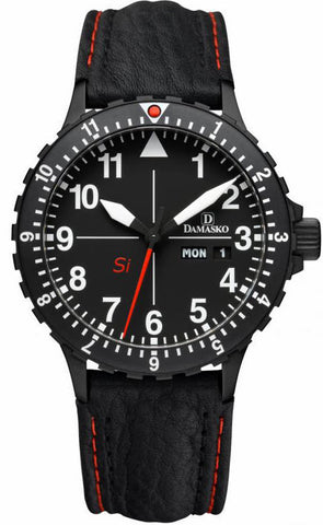 Damasko Watch DK 10 Black PVD Leather Pin DK 10 Black Leather Pin