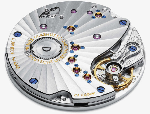 Nomos Glashutte Watch Lambda White Gold Sapphire Crystal