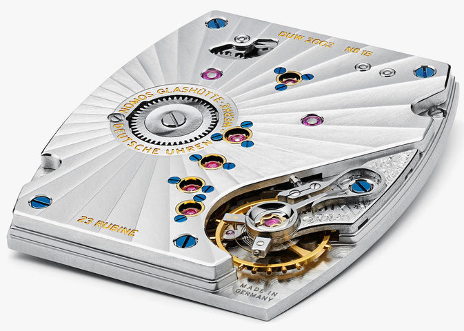 Nomos Glashutte Lux Hell White Gold Sapphire Crystal Watch