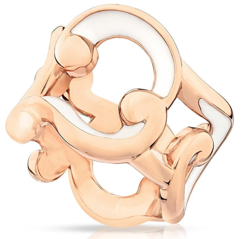 Faberge Rococo 18ct Rose Gold White Enamel Wide Ring 692RG1473/25