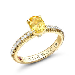 Faberge Colours of Love 18ct Yellow Gold Yellow Sapphire 0.21ct Diamond Fluted Ring 831RG2753