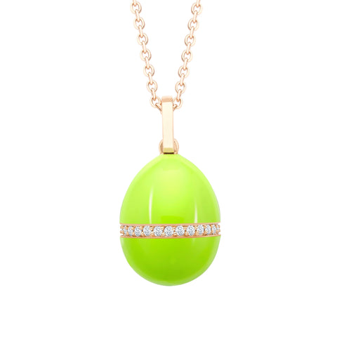 Faberge Essence 18ct Rose Gold Neon Yellow Egg Pendant with Diamond Belt, 3376