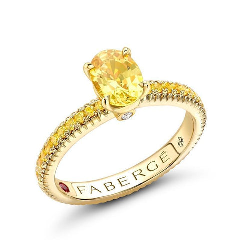Faberge Colours of Love Cosmic Curve 18ct Yellow Gold Emerald Eternity Ring 831RG2754