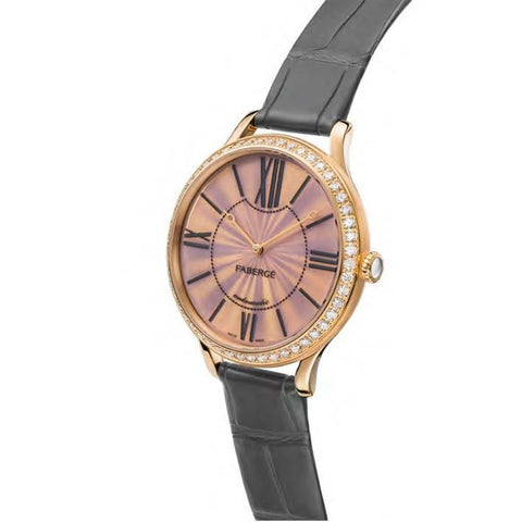 Faberge Watch Lady 18ct Rose Gold Pink Opalescent Enamel Dial 773WA1501/13