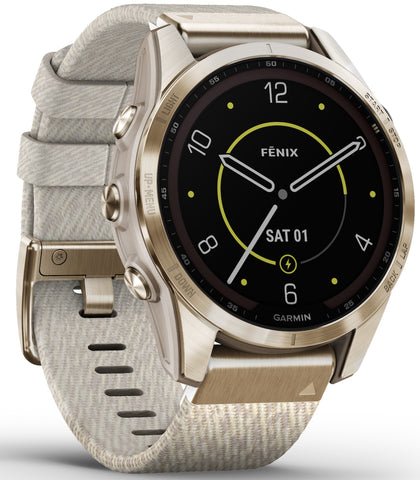 Garmin Watch Fenix 7S Sapphire Solar Cream Gold Titanium