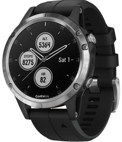 Garmin Watch Fenix 5 Plus Silver Black Band 010-01988-11