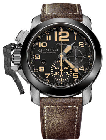 Graham Watch Chronofighter Oversize Black Sahara 2CCAC.B02A BOMBER LEATHER