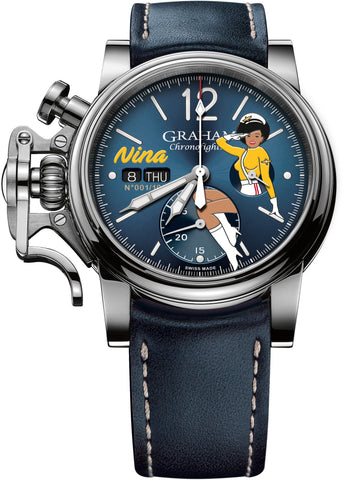 Graham Watch Chronofighter Vintage Nose Art Limited Edition 2CVAS.U04A.BLUE LEATHER