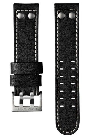 Hamilton Strap Khaki Aviation Leather Black H600.706.100