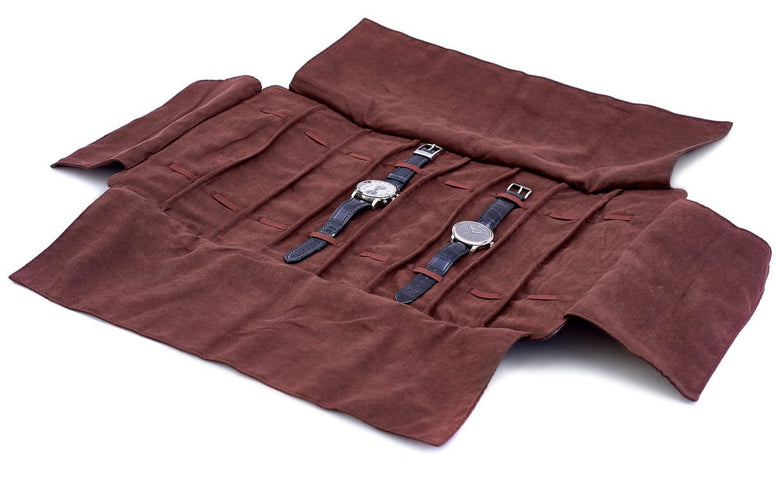 Leanschi Watch Case Chocolate Velvet Pouch WRO8-CHOC